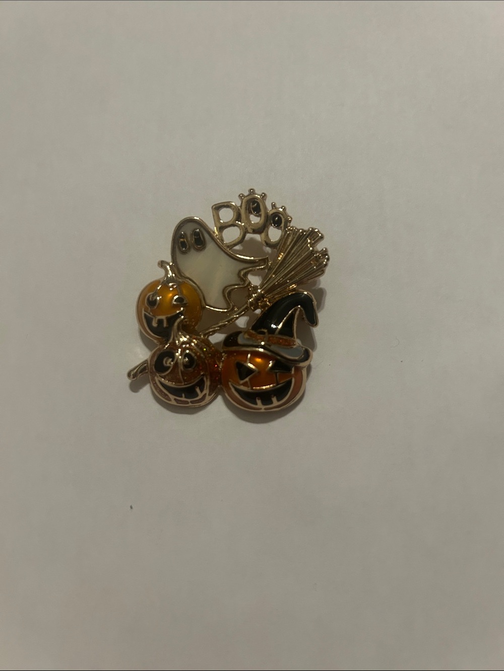 BaubleBar Halloween Enamel Brooch - Orange, White, Black, Gold